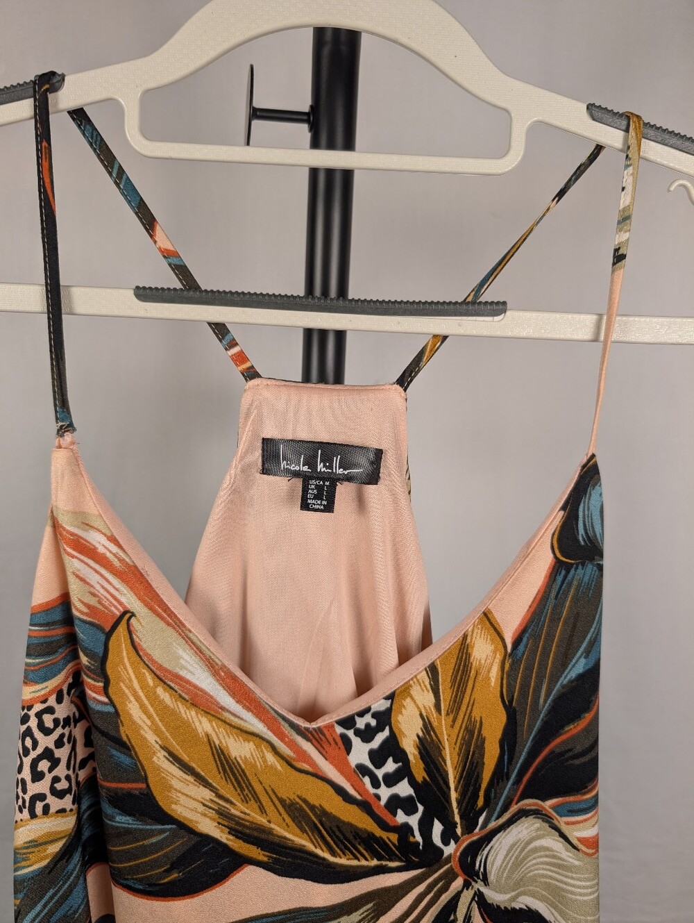 Nicole Miller Tropical Print Maxi Dress NWT Medium Halter Neck A-124 - Picture 5 of 13